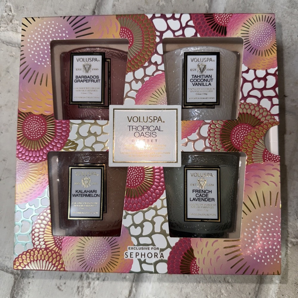 Voluspa Topical Oasis Fragrant Candle Gift Set Exclusive For Sephora New In Box